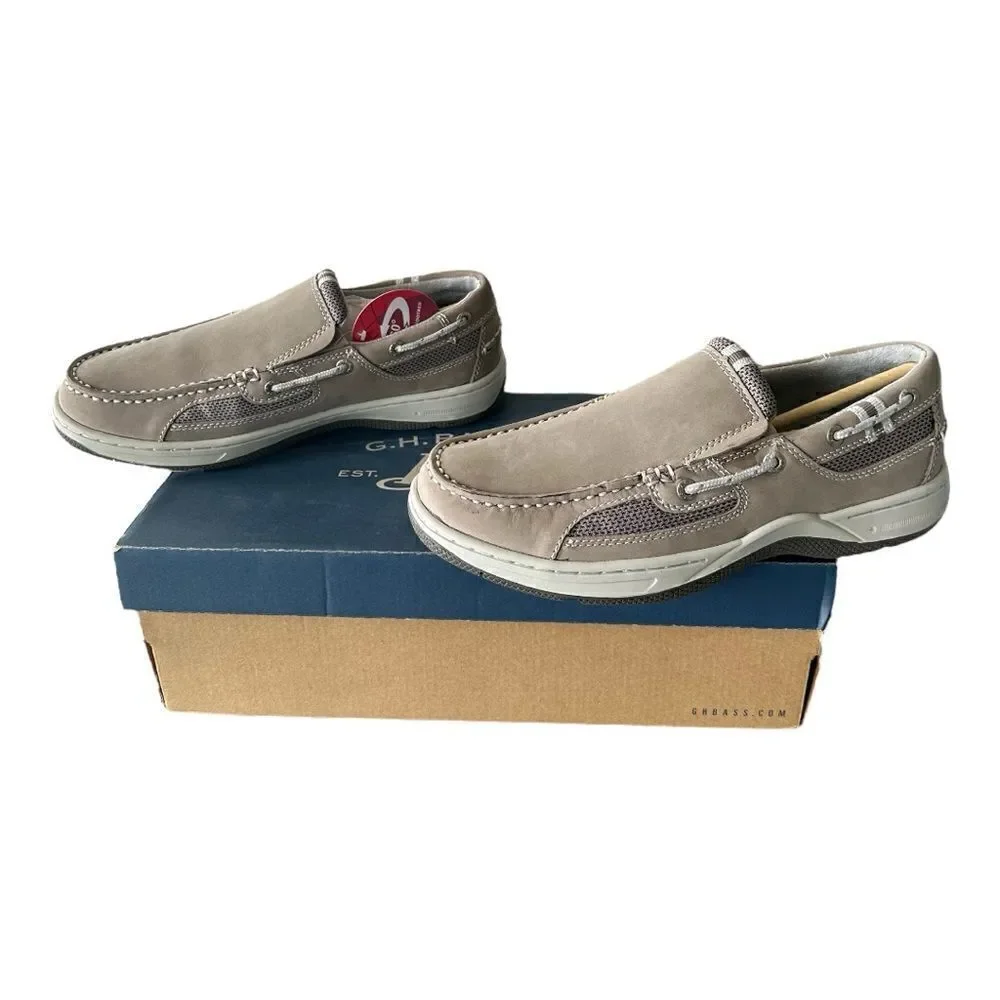 G.H. Bass Baron Spring 2 Boat Shoes Men’s 7 Smoke Gray Nubuck Mesh Slip On NIB